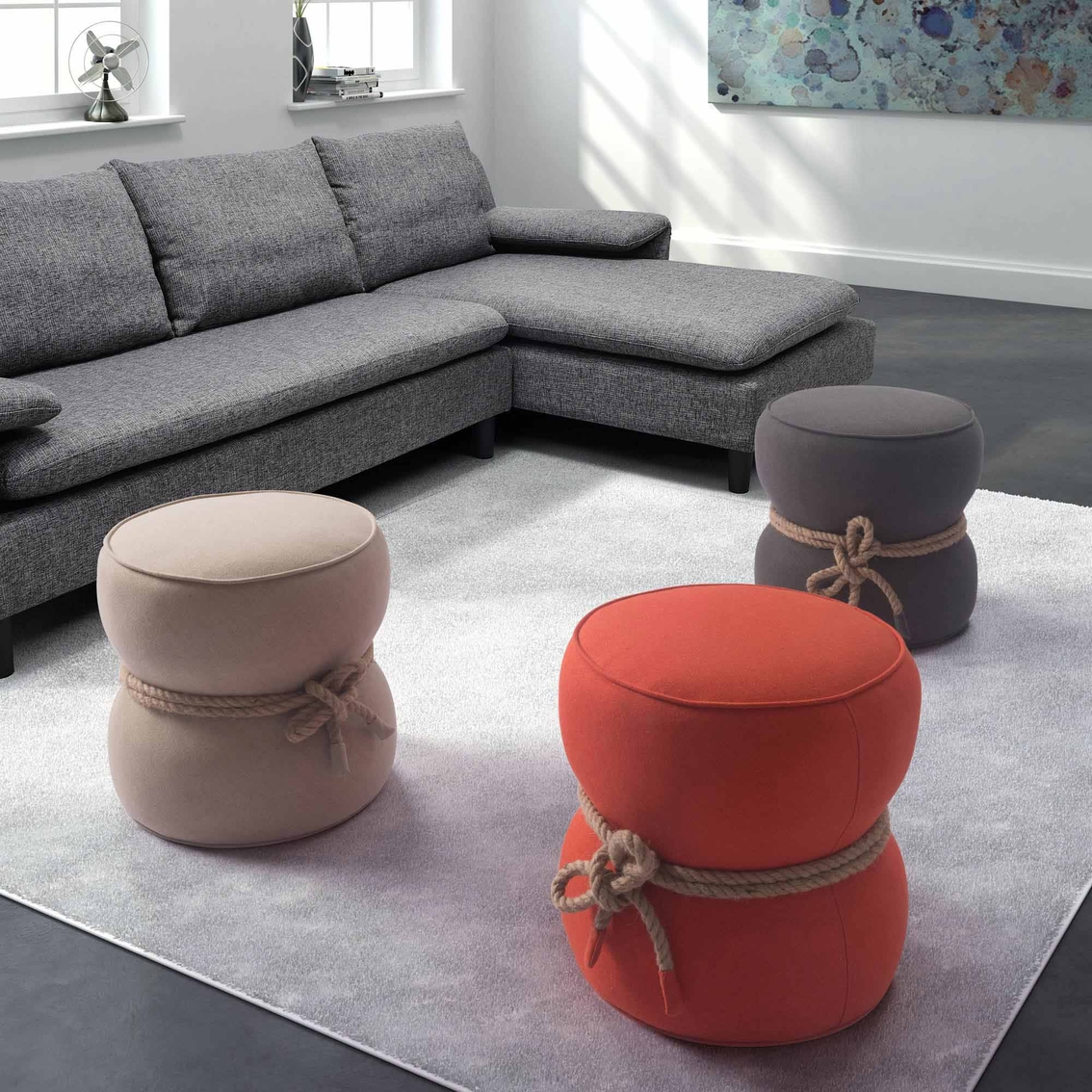 Zuo Tubby Beige Ottoman - Image 3 of 3