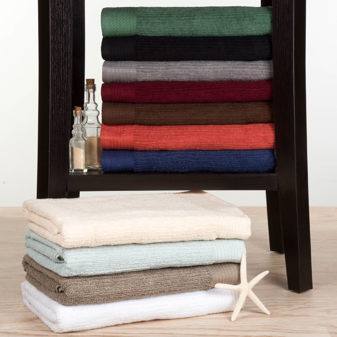 Lavish Home 100% Cotton Plush 8-Piece Bath Towel Set - White