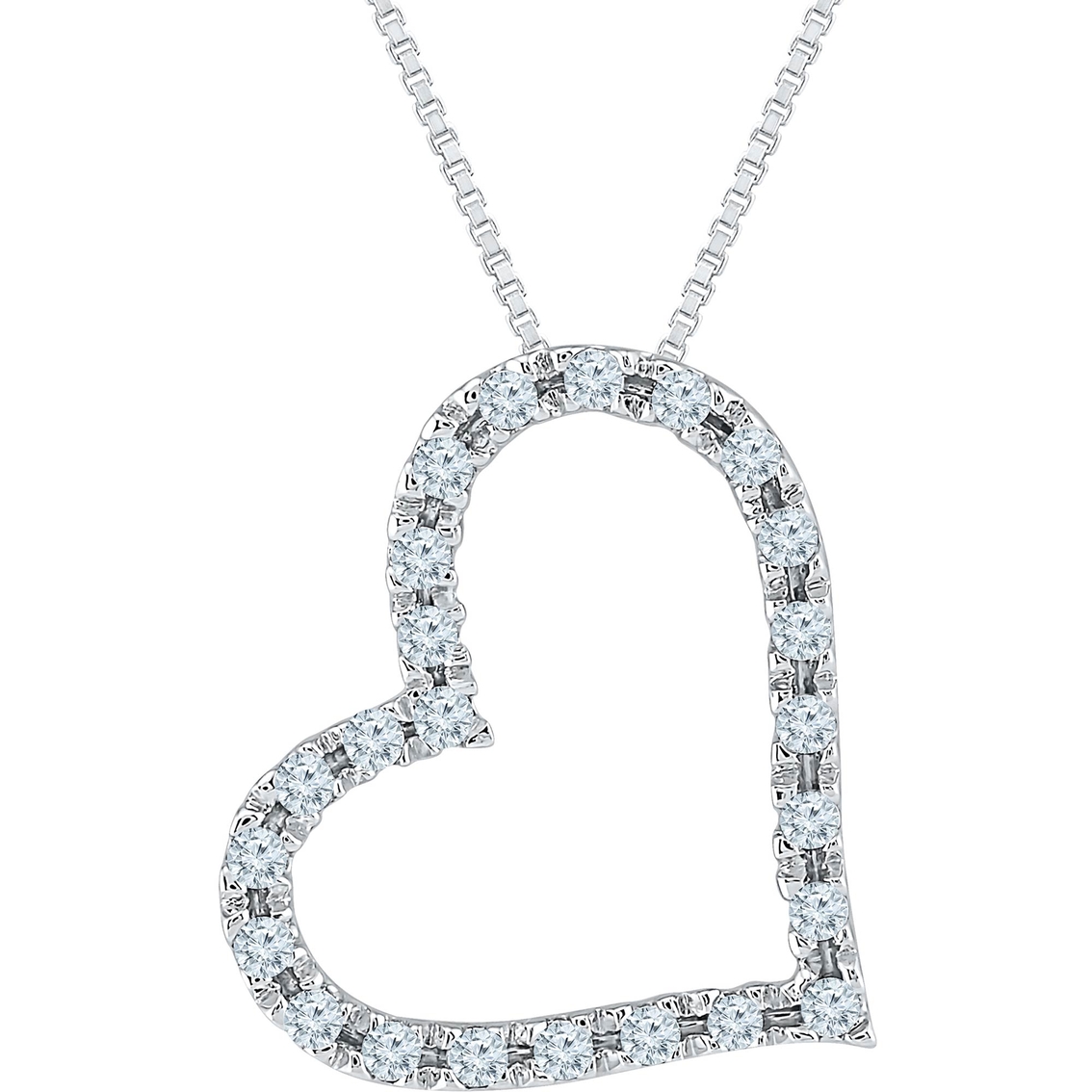 10k White Gold 1/2 Ctw Diamond Heart Pendant | Diamond Heart Pendants ...