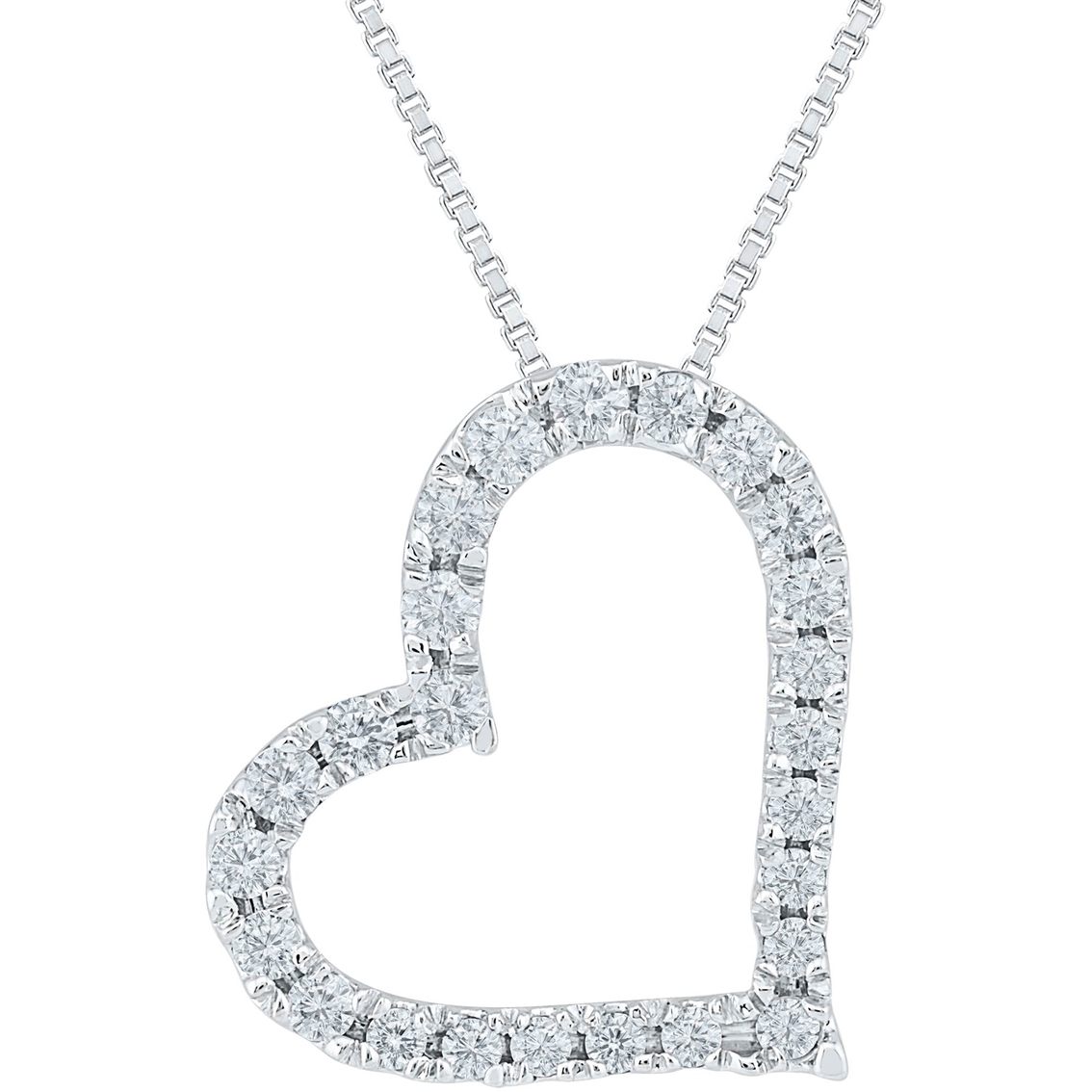 10k White Gold 1 Ctw Diamond Heart Pendant | Diamond Heart Pendants ...