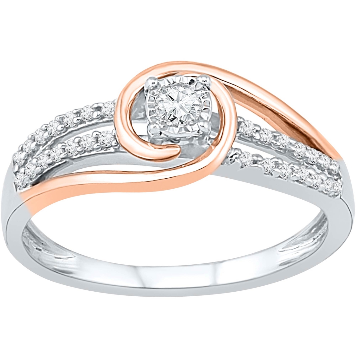 10k White And Pink Gold 1/6 Ctw Diamond Promise Ring | Promise Rings ...