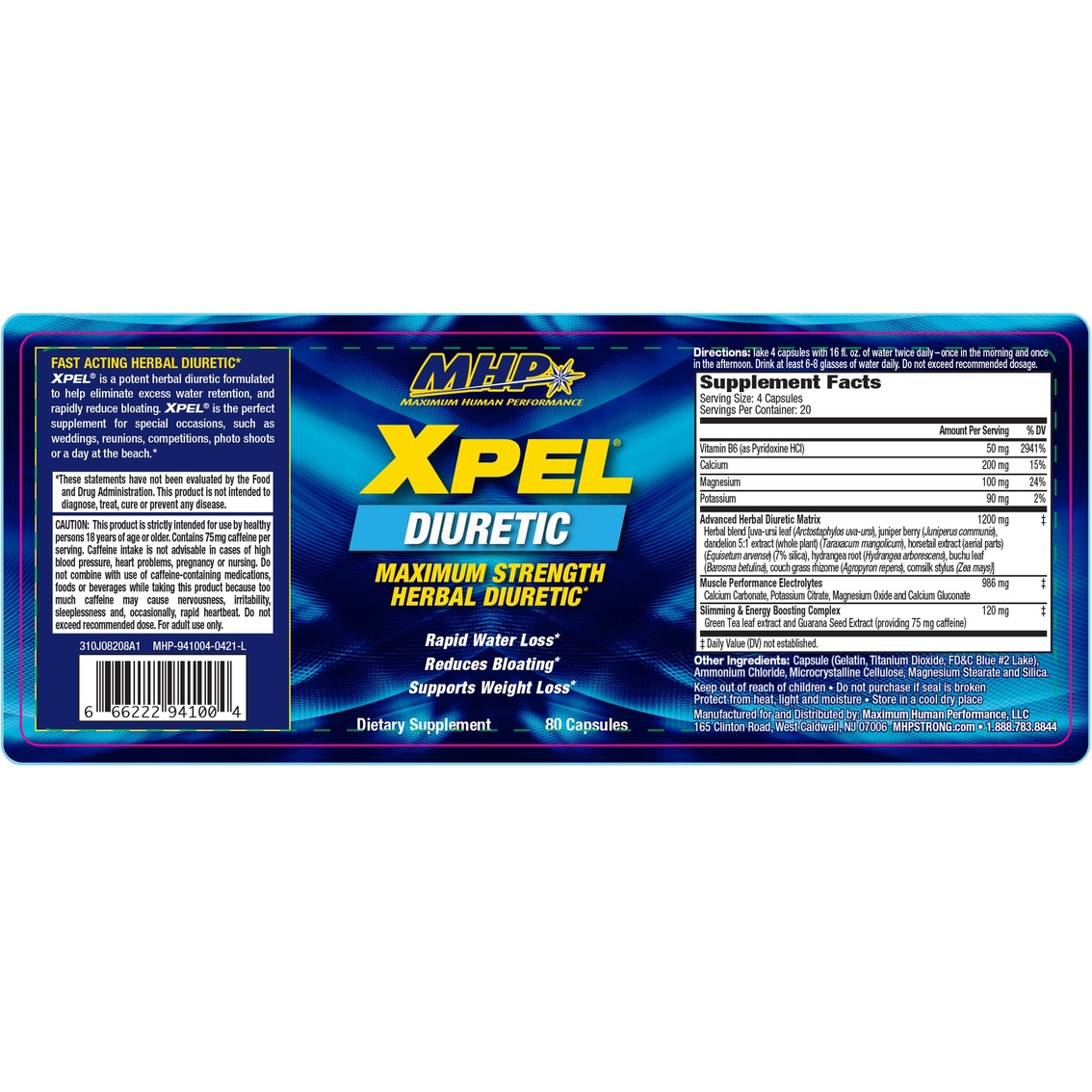 MHP XPEL Maximum Strength Diuretic Capsules 80 ct. - Image 2 of 2