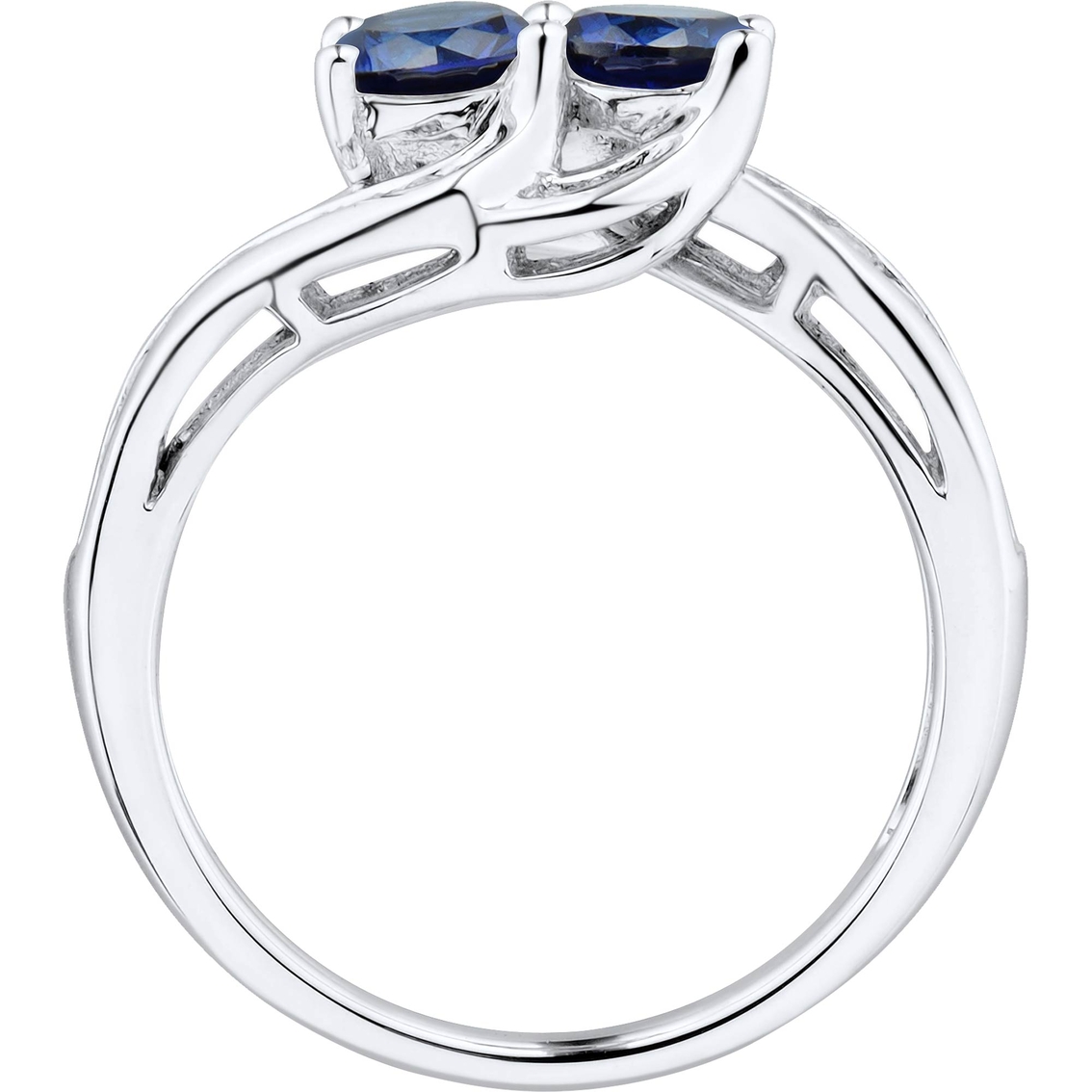 2 in Love Sterling Silver Lab White And Lab Blue Sapphire Ring - Image 2 of 3