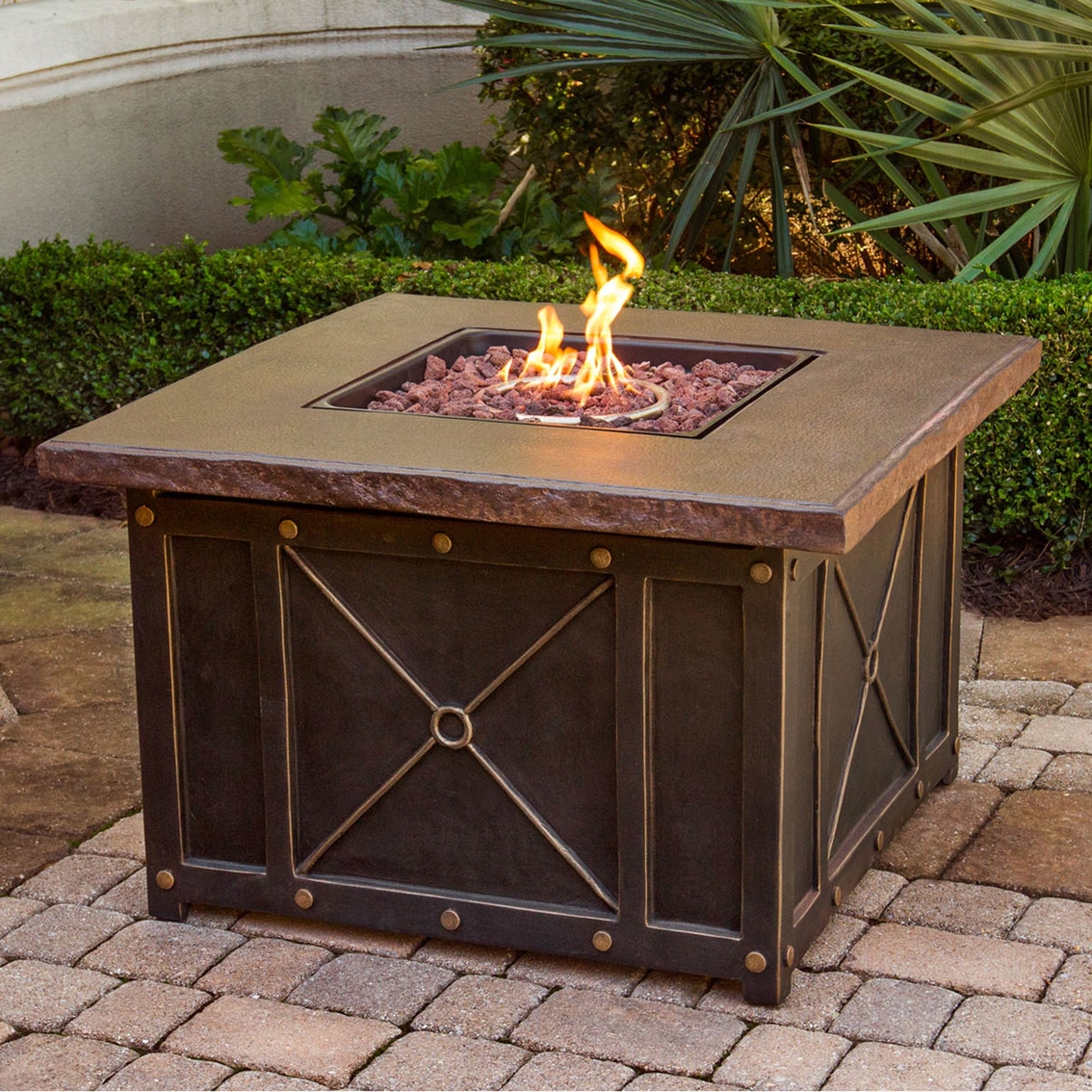 Hanover Traditions 2 pc. Outdoor Lounge Set with Durastone Fire Pit - Image 3 of 4