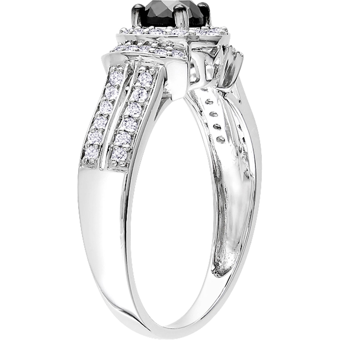Diamore 14K White Gold 1 CTW Black and White Diamond Halo Engagement Ring - Image 2 of 2