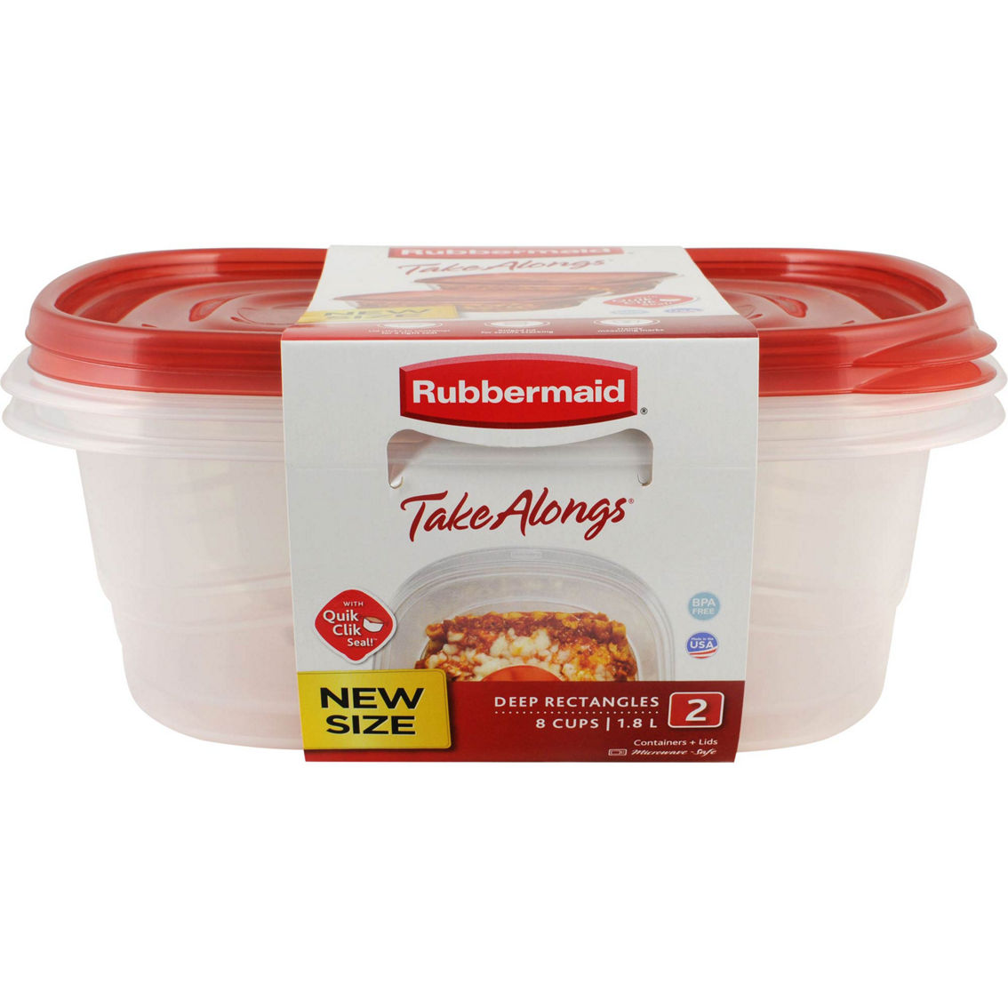 Rubbermaid Takealongs 8 Cup Rectangle Food Storage Container 2 Pk., Food  Storage, Household