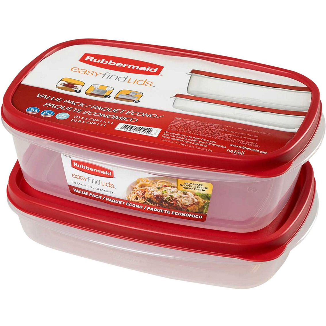 Rubbermaid Easy Find Lids Containers, Value Pack - 2 containers