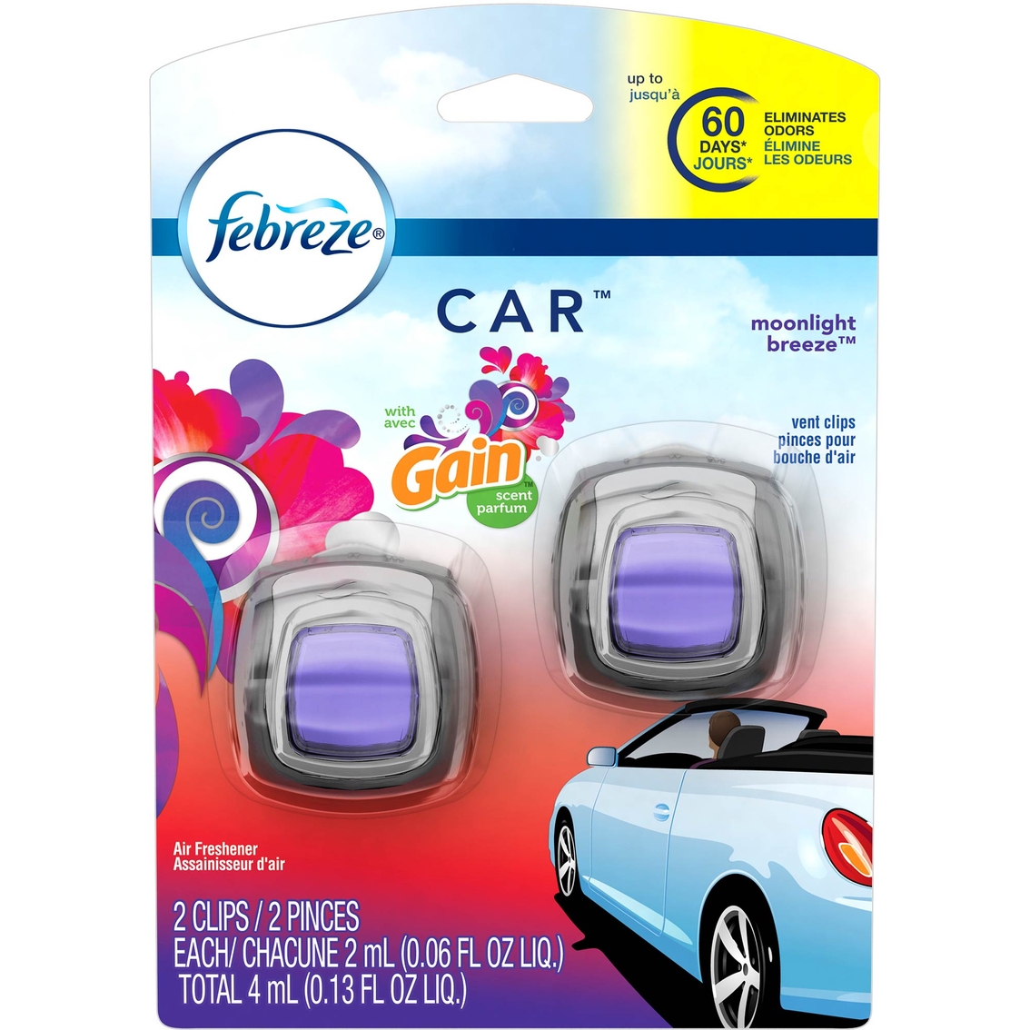 Febreze Gain Moonlight Breeze Car Vent Clip 2 Pk., Air Fresheners, Household