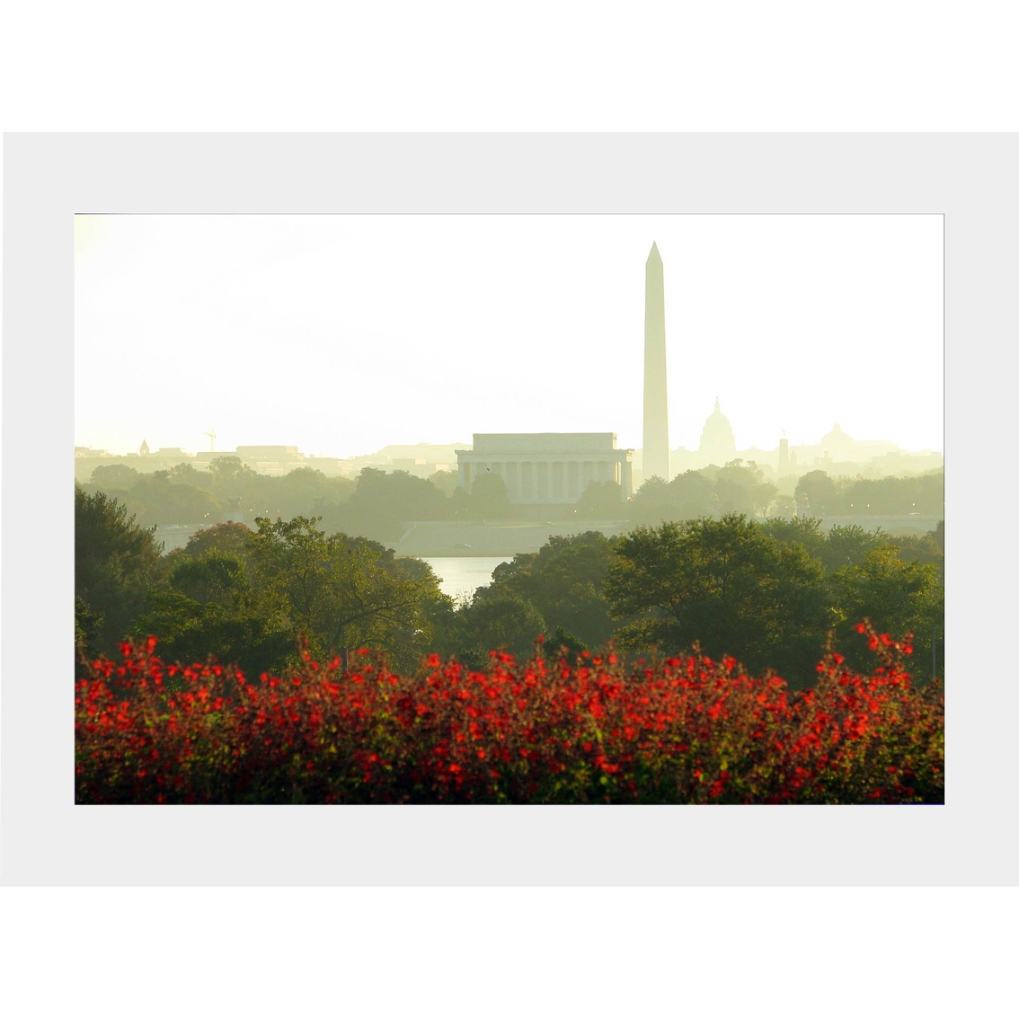 Capital Art Lincoln Memorial from the Iwo Jima on a Foggy Morning Matte