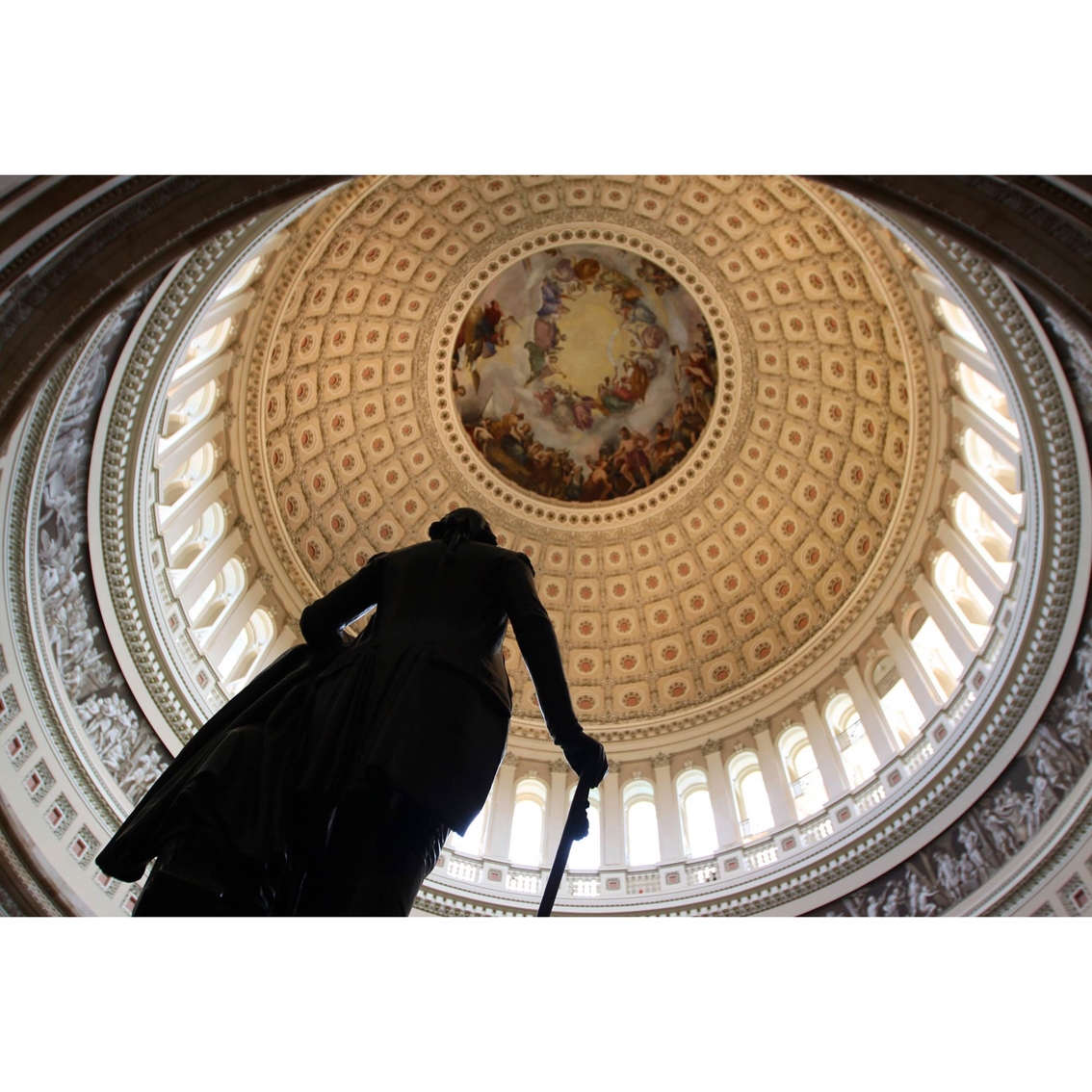 Capital Art US Capitol Inside Rotunda View with George Washington Statue Canvas