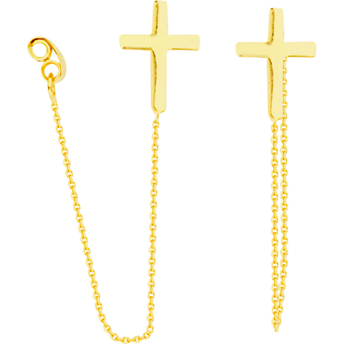 14k Yellow Gold Front To Back Cross Chain Earrings | Gold Earrings ...