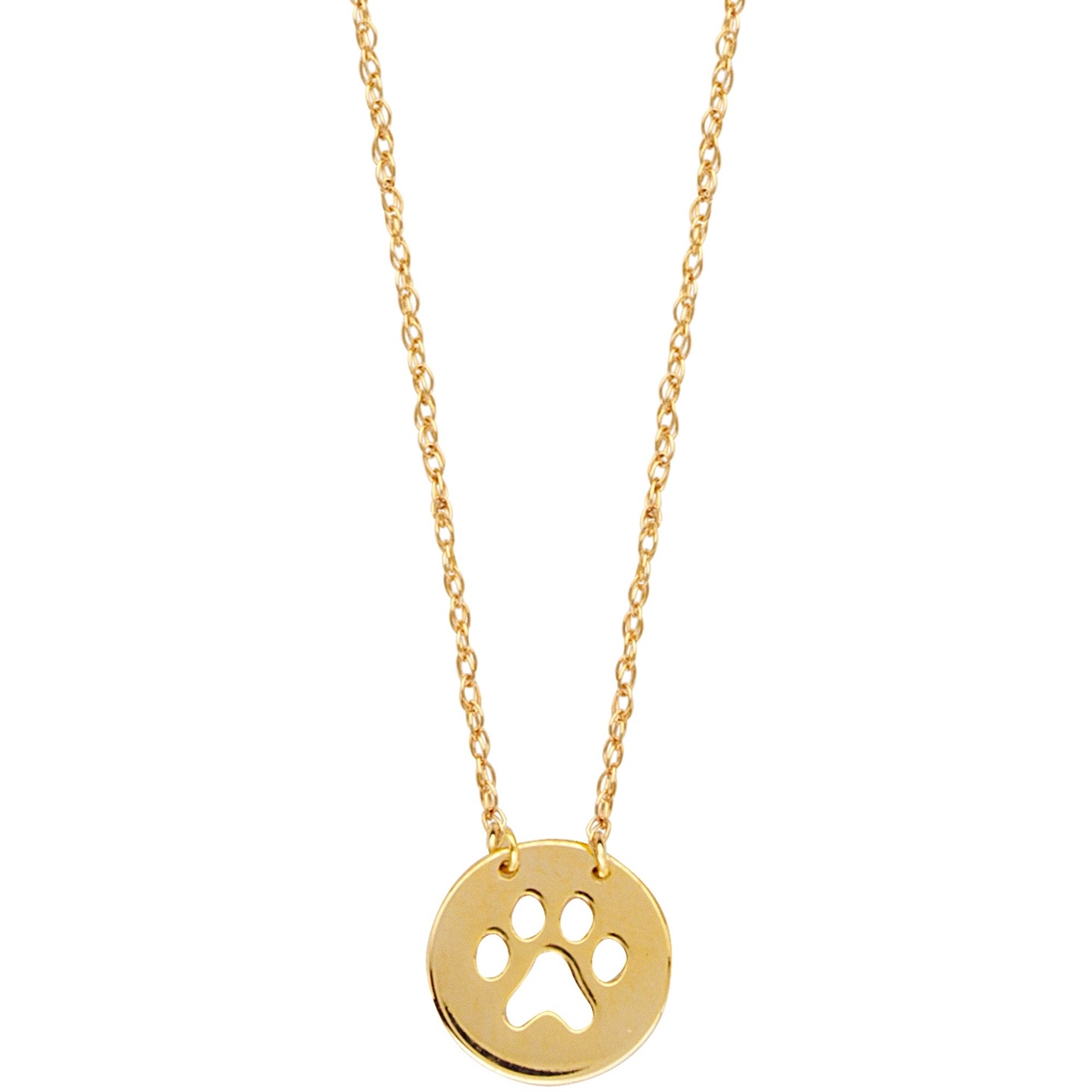 14kt Yellow Gold Mini Paw Print Cut Out Adjustable Necklace 