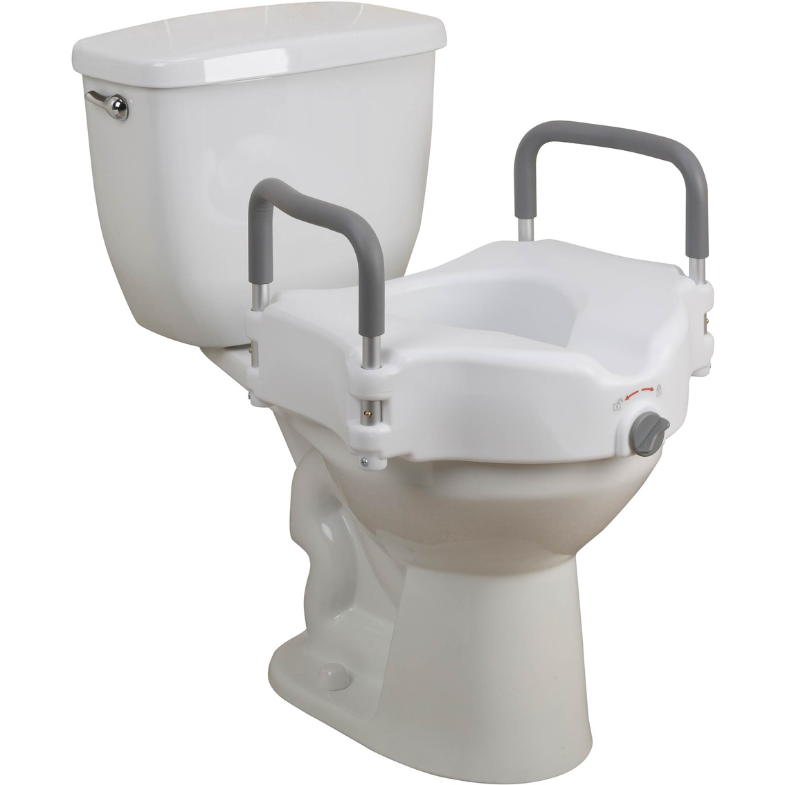 Drive Medical Elevated Raised Toilet Seat with Removable Padded Arms, Standard Seat - Image 2 of 2