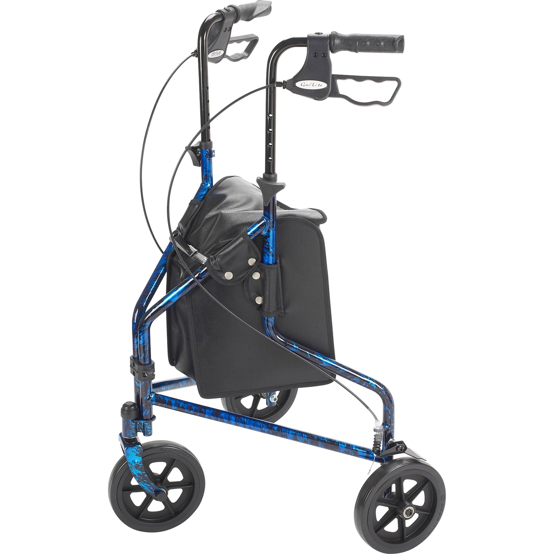 Drive Medical 3 Wheel Rollator Rolling Walker with Basket Tray and Pouch - Image 3 of 4