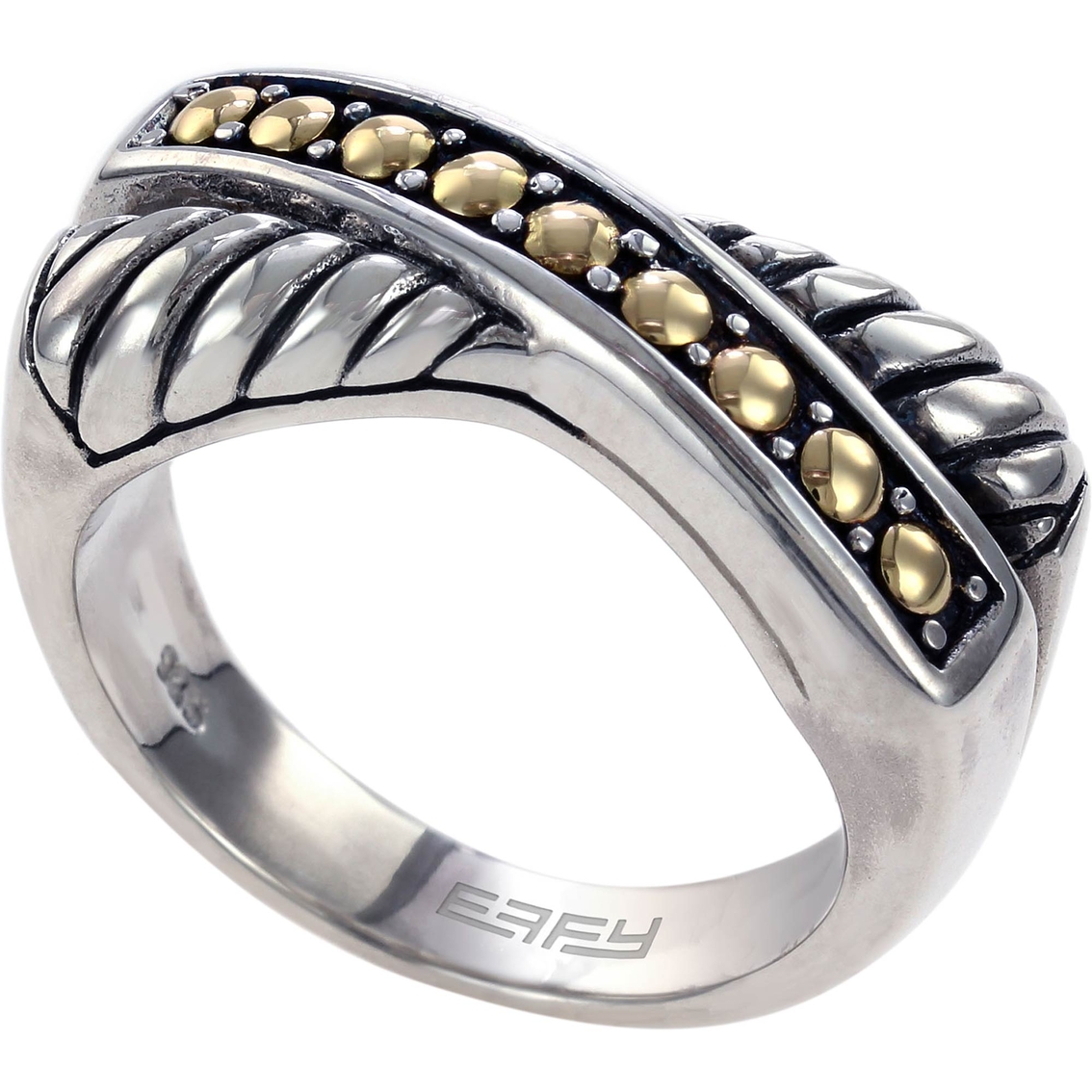 Effy Classic Sterling Silver And 18k Yellow Gold Ring, Size 7 Jewelry