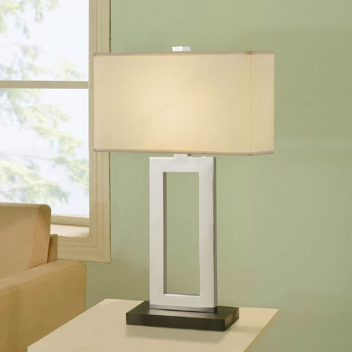 Artiva USA Geometric 30 In. Chrome And Black Table Lamp - Image 2 of 2