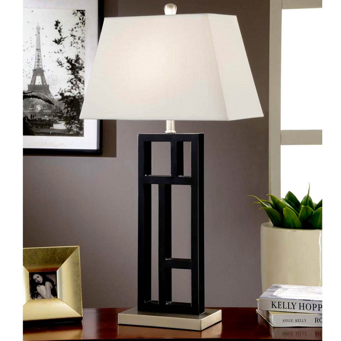 Artiva USA Perry 31 In. Geometric Black and Brushed Steel Table Lamp - Image 2 of 2