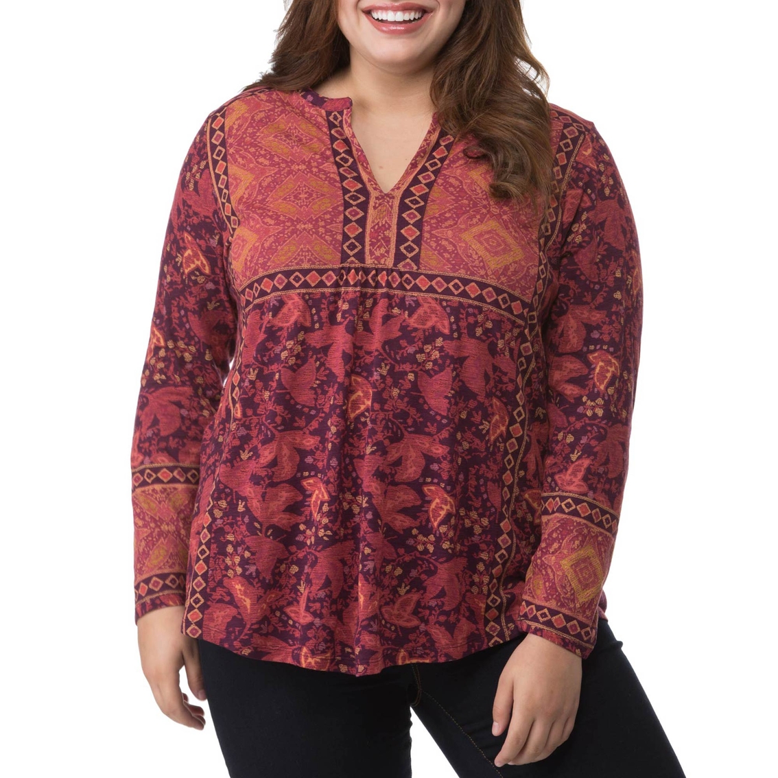 Lucky Brand Plus Size Border Print Top, Tops, Clothing & Accessories