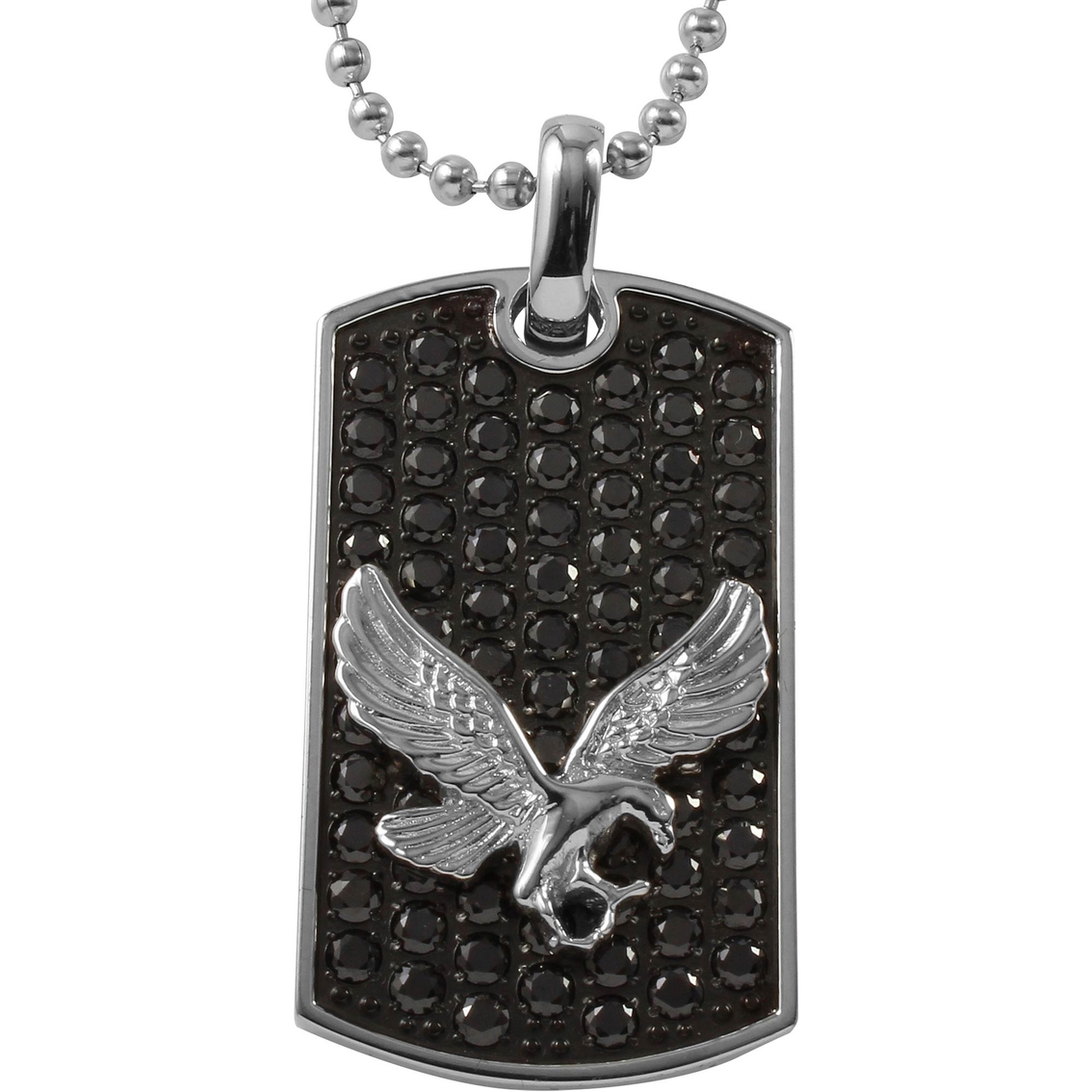 Stainless Steel Eagle With Cubic Zirconia Dog Tag Pendant | Chains ...
