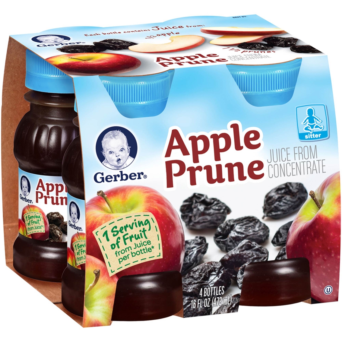 Gerber Apple Prune 4 Oz. Juice Bottle 4 Pk. | Baby Food & Formula