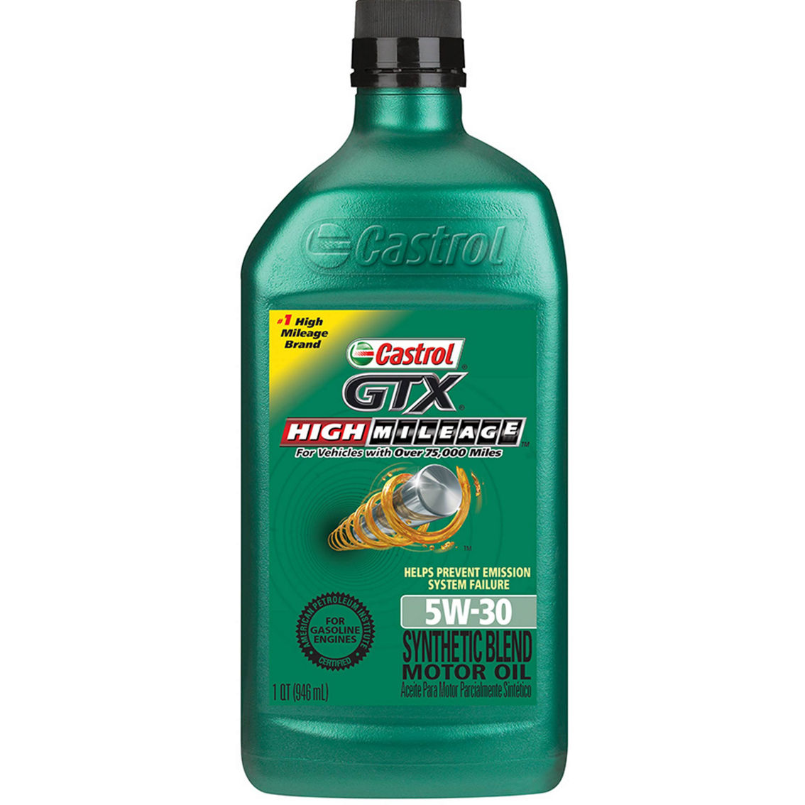 Castrol GTX High Mileage 5W-30 Synthetic Blend Motor Oil, 5 Quarts