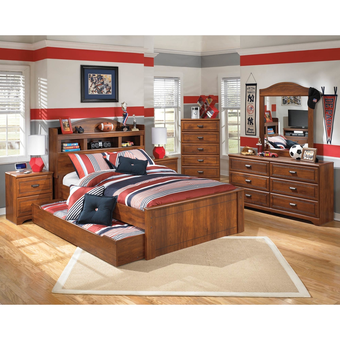 Ashley Barchan Captains with Bookcase Headboard Bed - Image 4 of 4