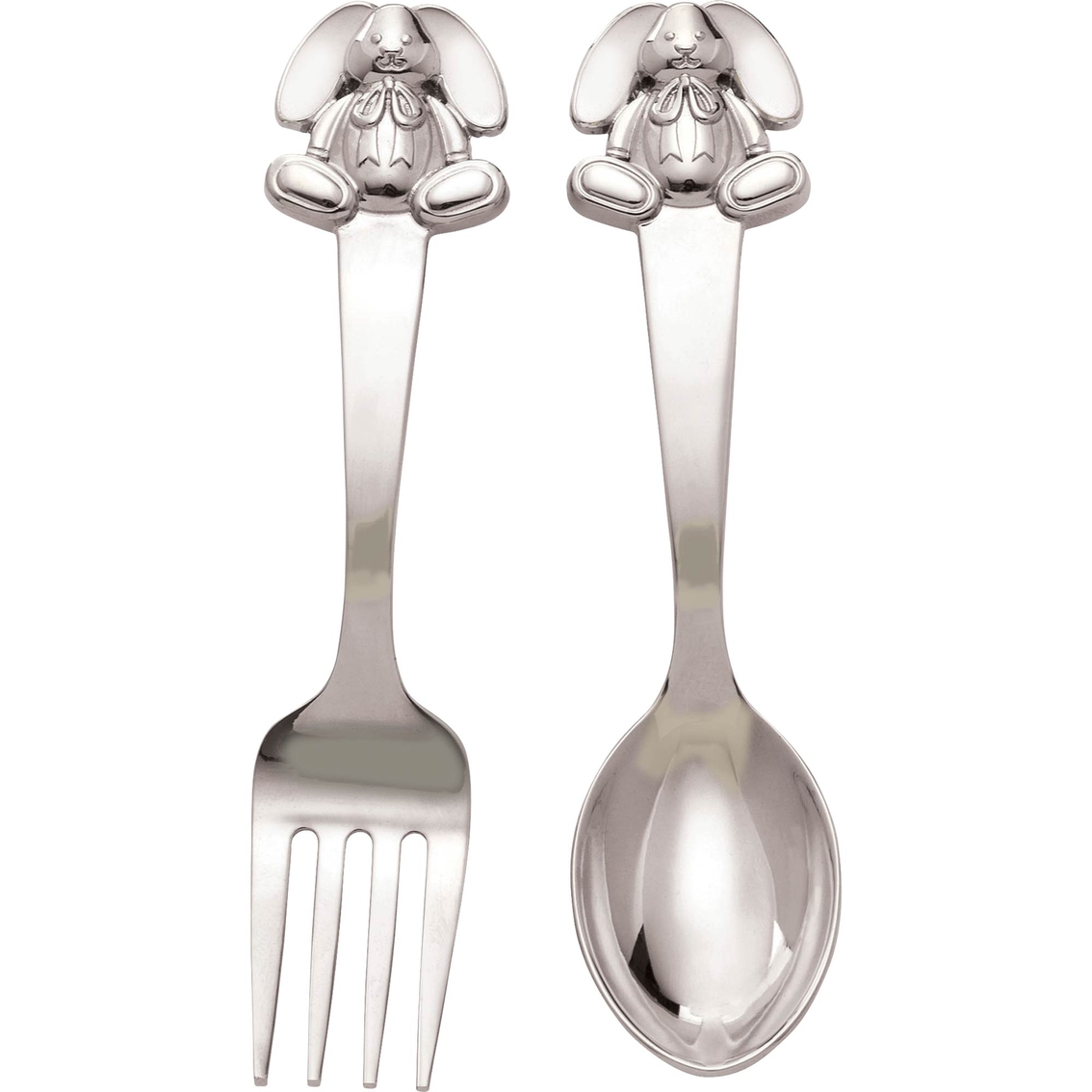 Reed Barton Gingham Bunny Nickel Plated 2 Pc Baby Flatware Set By Lenox