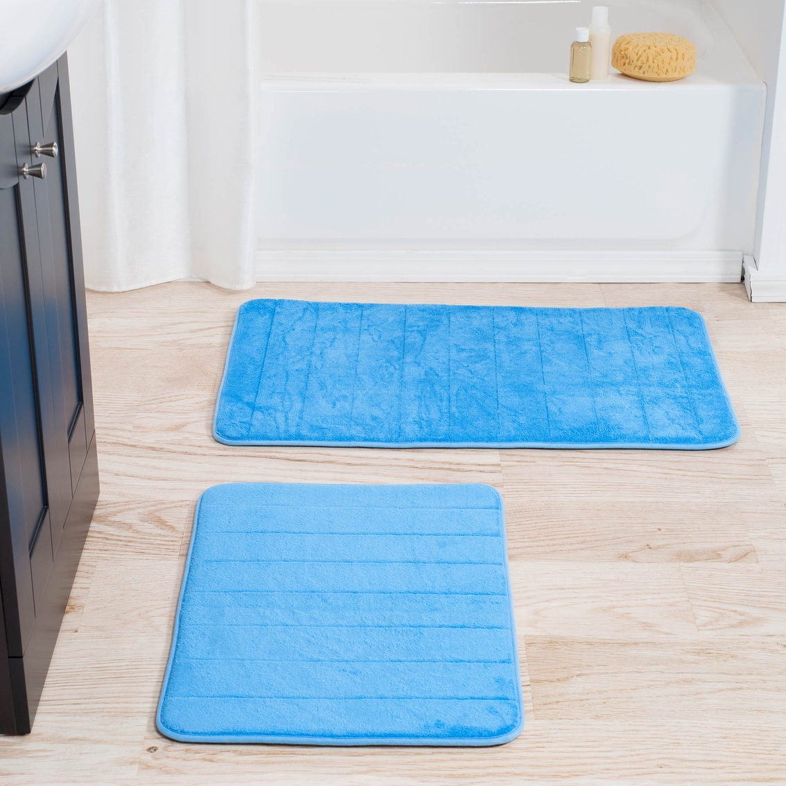 Lavish Home 2 Pc. Memory Foam Striped Bath Mat Set - Image 3 of 3