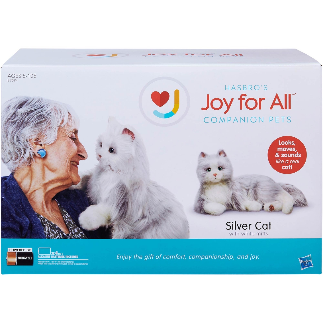 Hasbro Joy for All Companion Pets Silver Cat with White Mitts - Image 2 of 4
