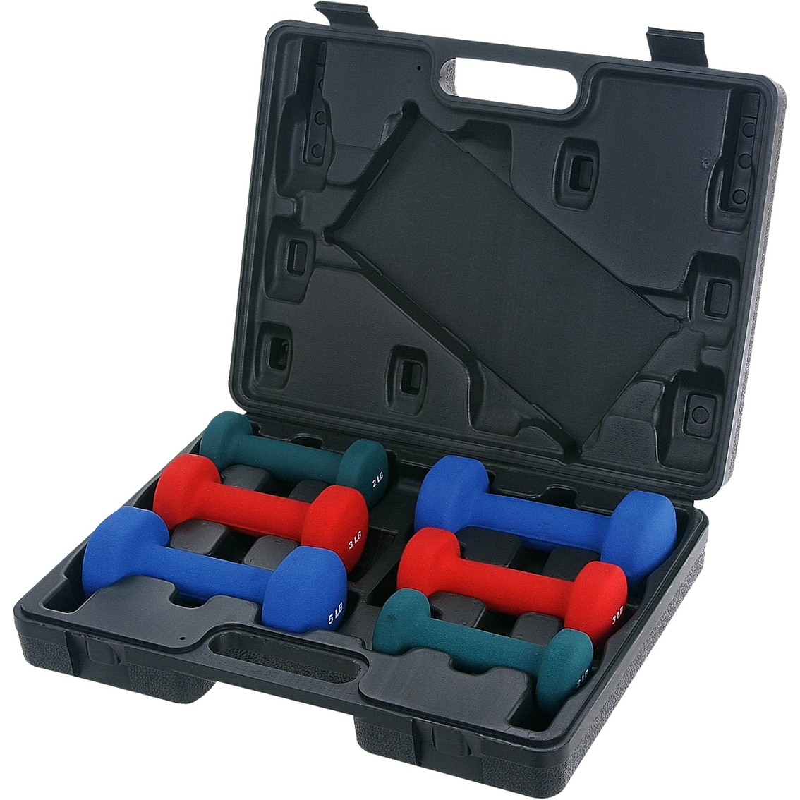 Sunny Health and Fitness Neoprene Dumbbell Set With Case - Image 2 of 2