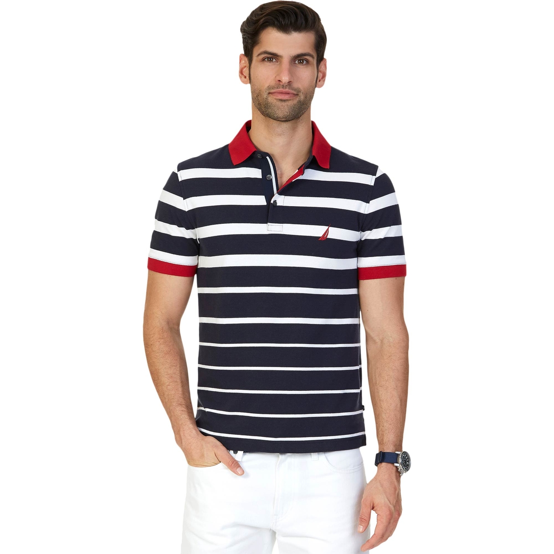 Nautica Classic Fit Striped Polo Shirt | Polos | Clothing & Accessories ...