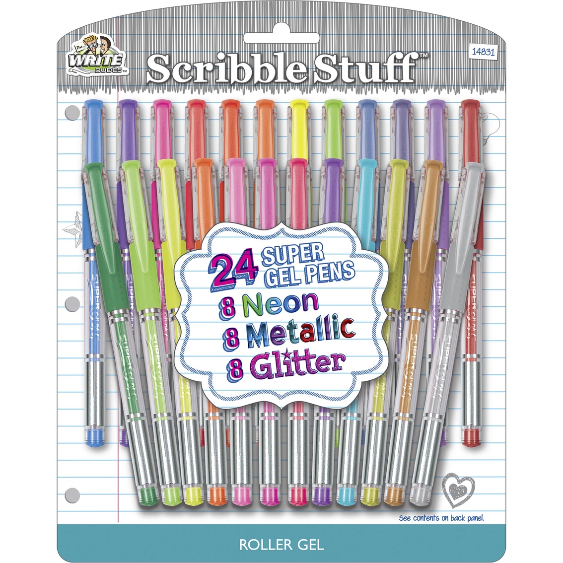 The Write Dudes Gel Pens Scribble Stuff, 24 Pk.