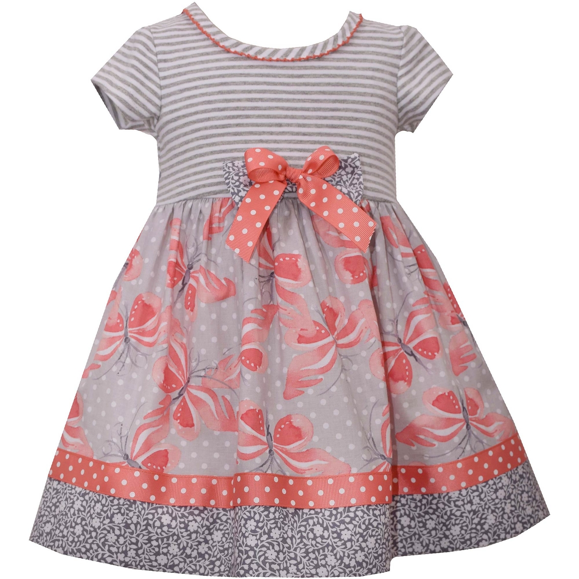 Bonnie Jean Toddler Girls Stripe Knit To Butterfly Print Dress ...