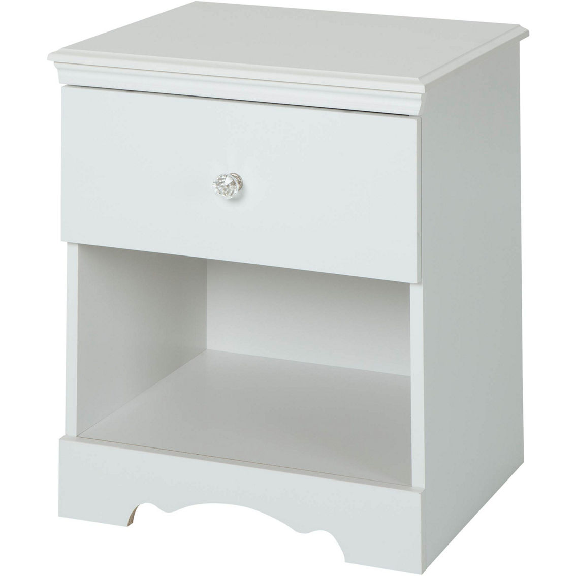 South Shore Furniture 3550062 Crystal 1-Drawer Nightstand Pure White