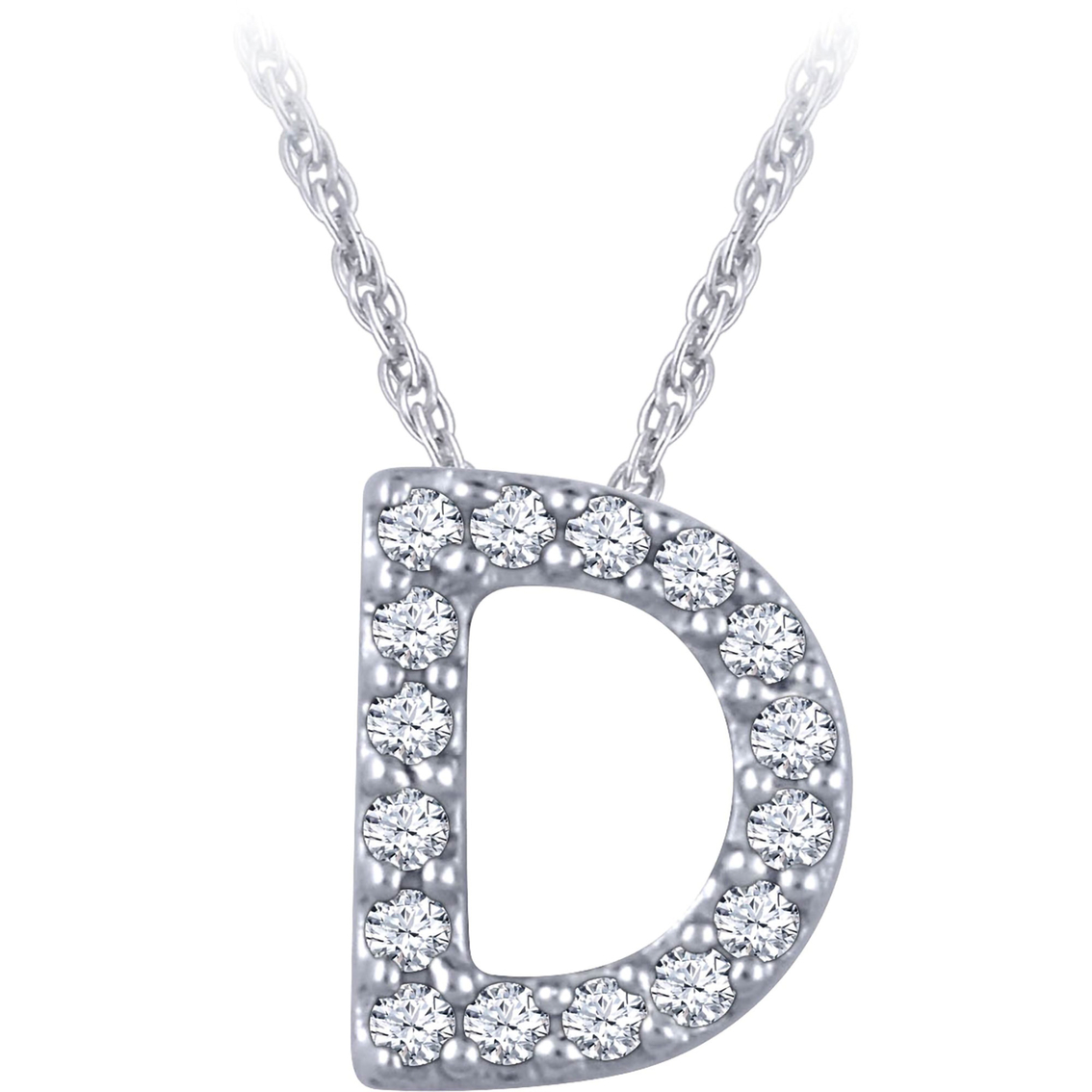 10k White Gold 1/20 Ctw Diamond Fashion D Pendant | Diamond Initial ...