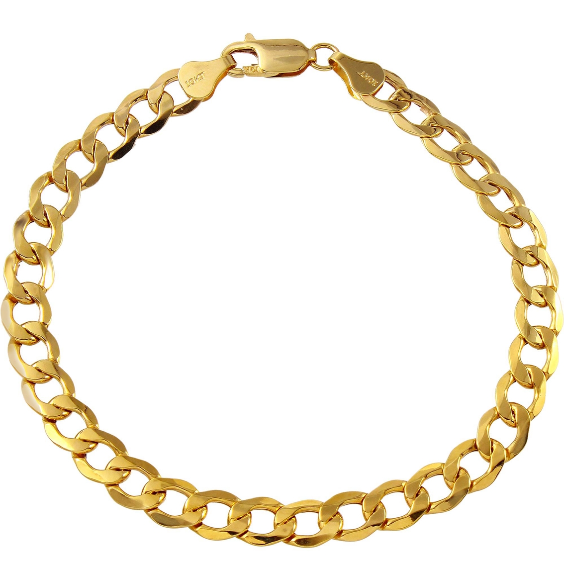 10k Yellow Gold 7mm Curb Link Bracelet | Men's Bracelets | Jewelry ...