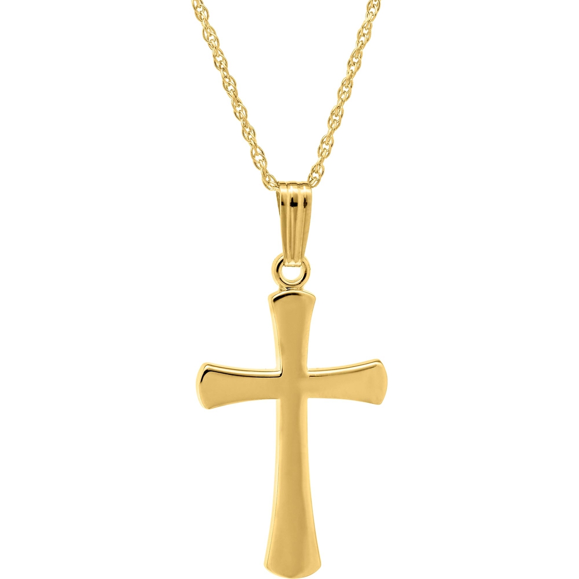 14k Yellow Gold Filled Solid Polished Cross Pendant With 18 In. Rope ...