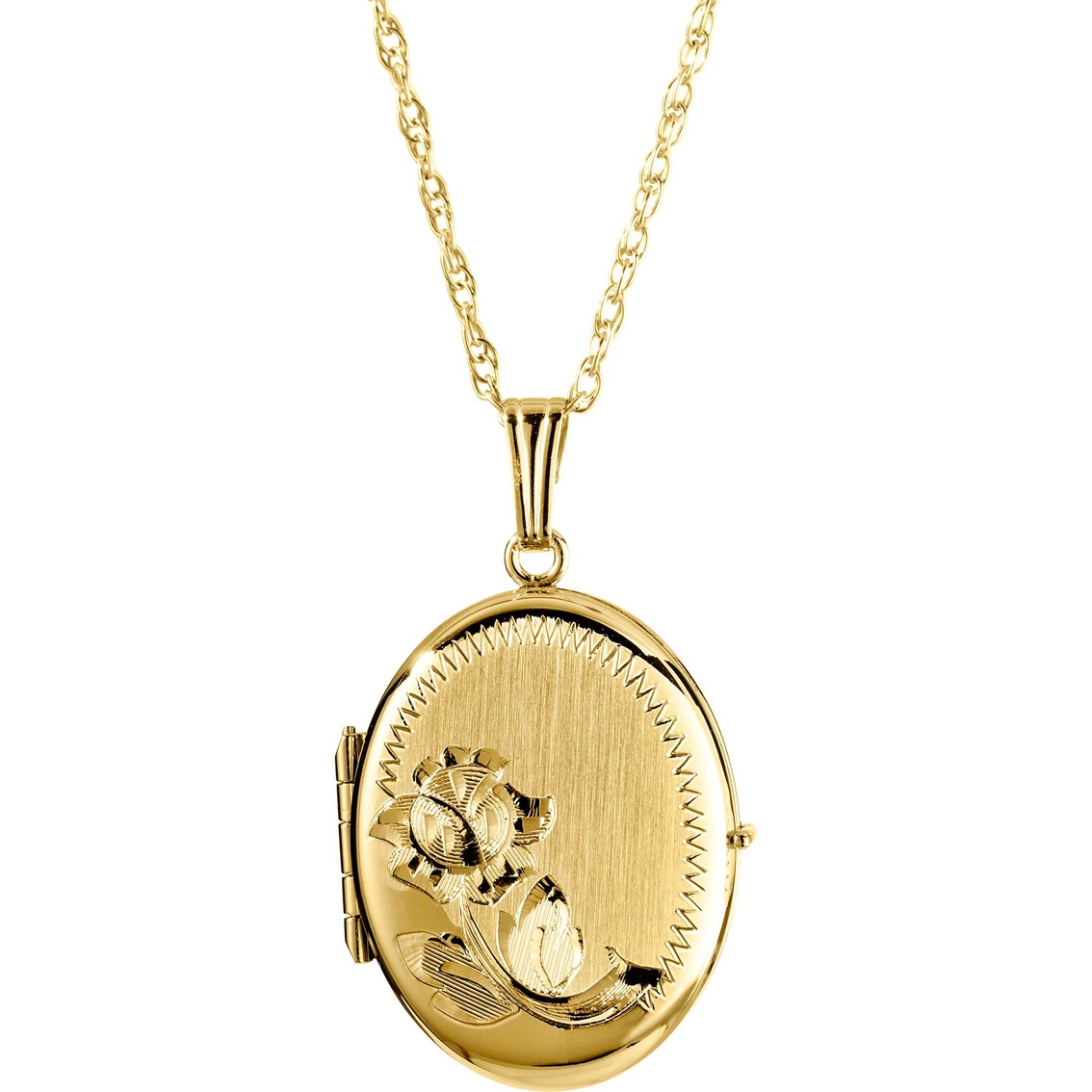 14k Yellow Gold Filled Hand Engraved 4 Picture Oval Locket, 18 In ...