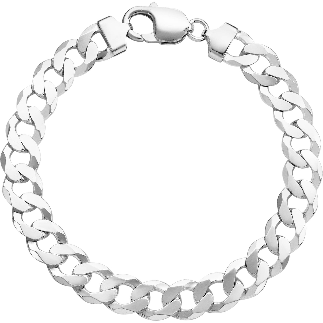 Sterling Silver Men's 10mm Solid Curb Link Bracelet | Men's Bracelets ...