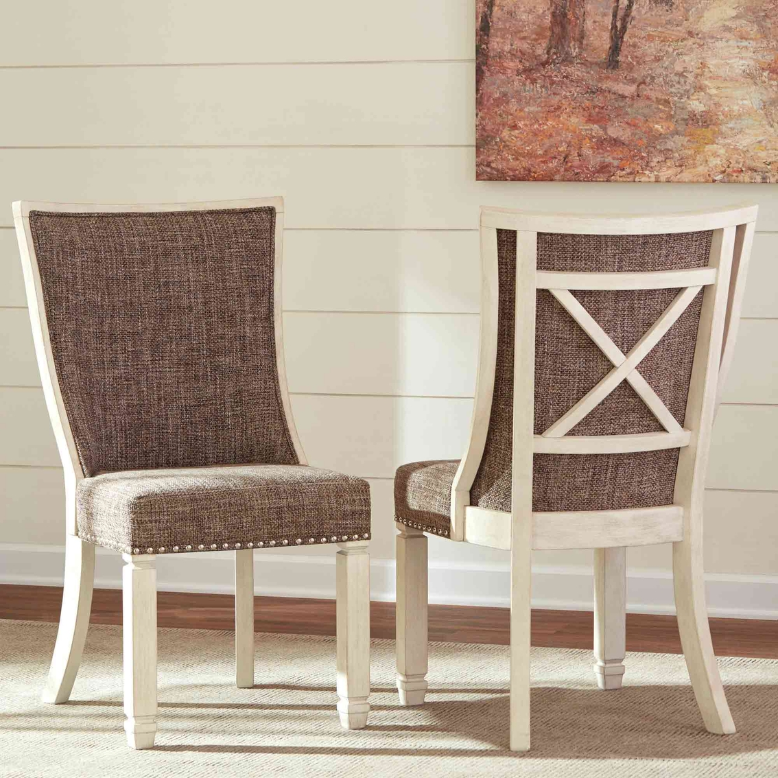 Signature Design by Ashley Bolanburg Upholstered Dining Chair, Brown 2 Pk. - Image 2 of 4