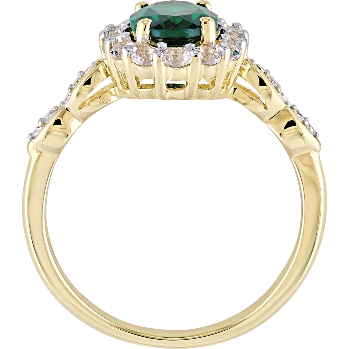 Sofia B. 14K Yellow Gold Diamond Accent Created Emerald White Topaz Vintage Ring - Image 2 of 4
