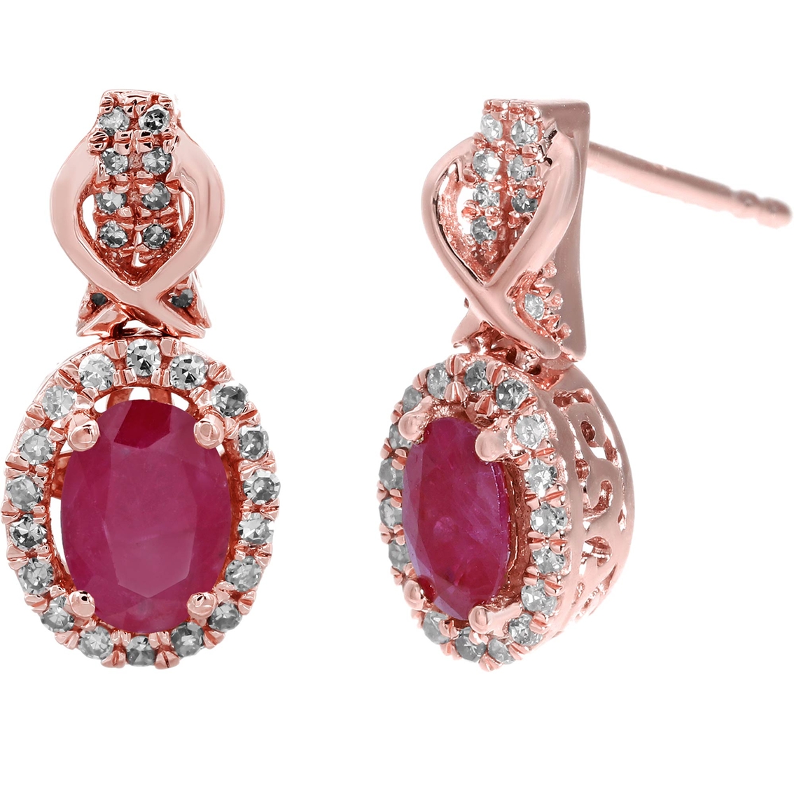 Details about   Ruby Gemstone Party Jewelry 10k Rose Gold Earrings