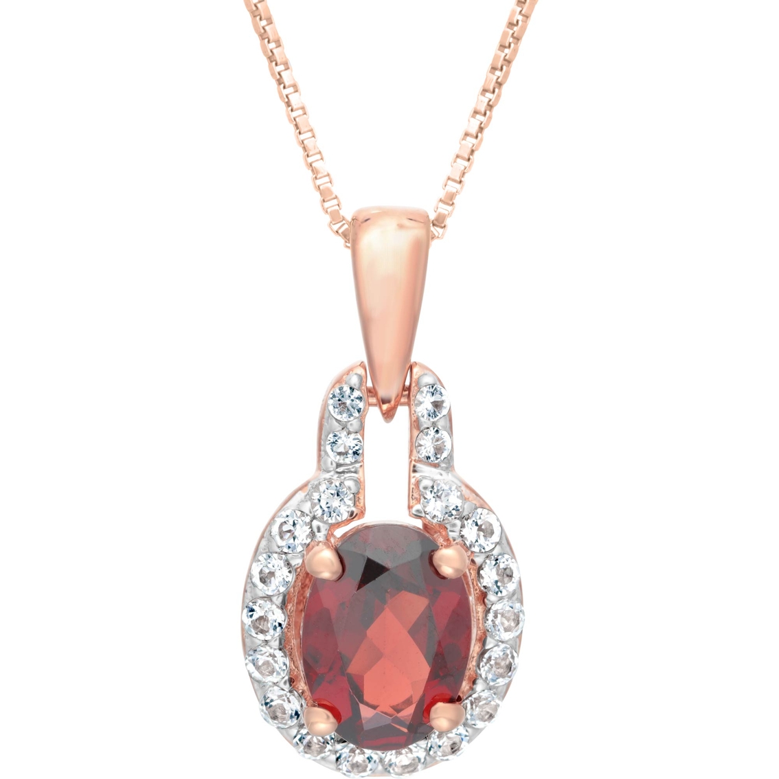 Rose Gold Over Sterling Silver Pendant With Garnet And White Topaz | Gemstone Necklaces ...