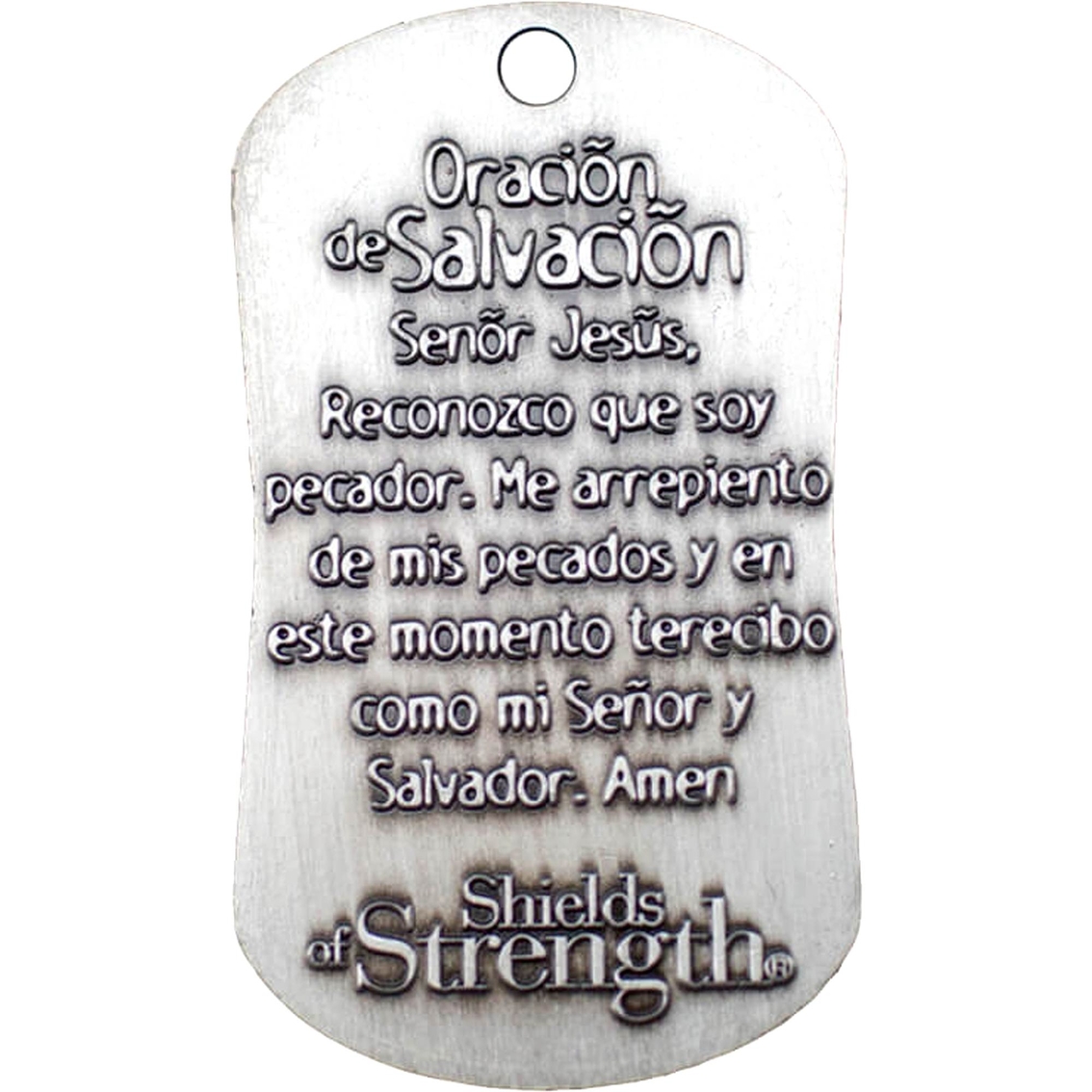 Shields of Strength Phil 4:13 Spanish Antique Finish Dog Tag Necklace - Image 2 of 2