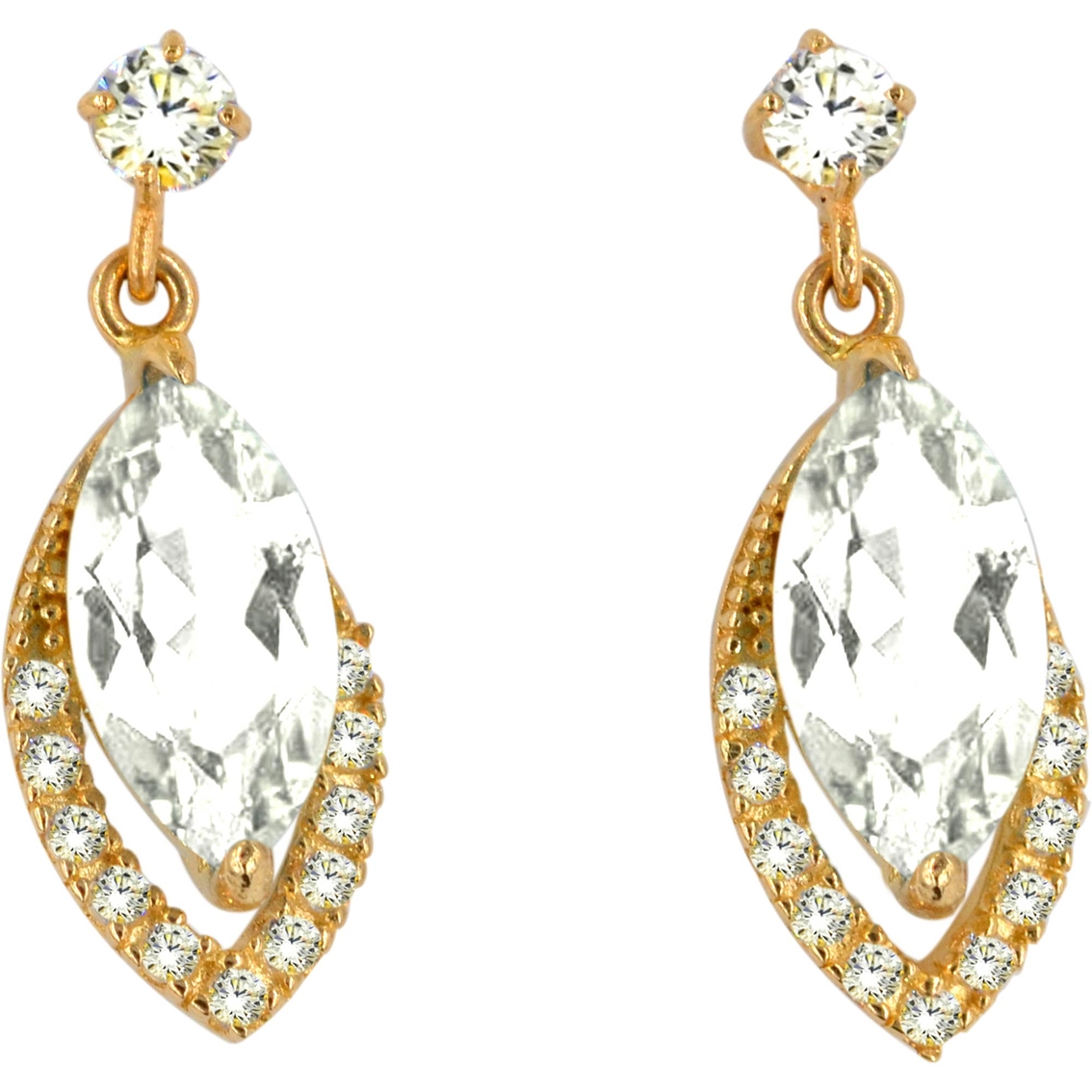 14k Yellow Gold Marquis White Topaz And Lab Created White Sapphire ...