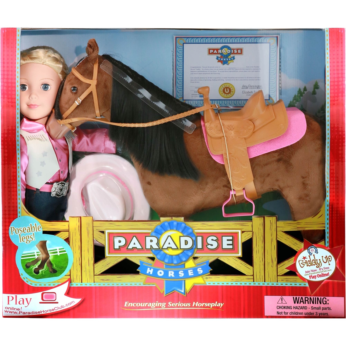 American Paradise horses 18" doll brown white mane & tail legs move girl toy 