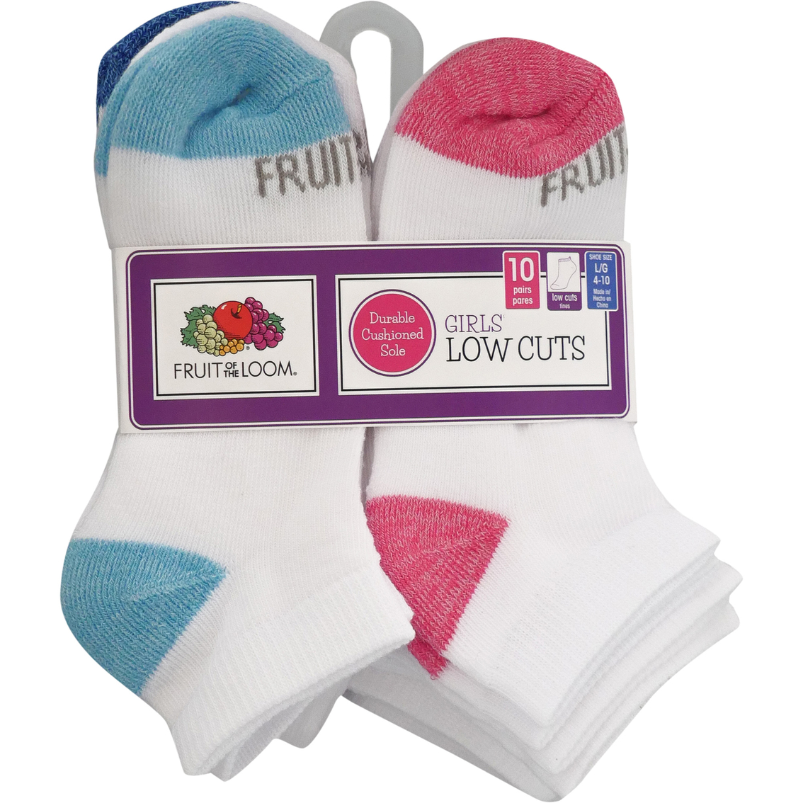 Fruit of the Loom Girls Low Cut Socks, 10 Pk. - Image 2 of 5