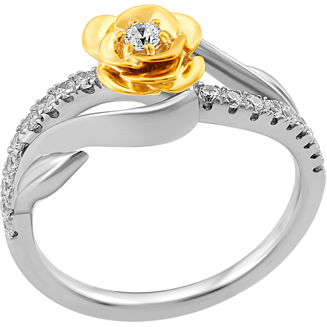 Disney Enchanted 1/4 Ctw Belle Rose Ring With 10k Yellow Plating
