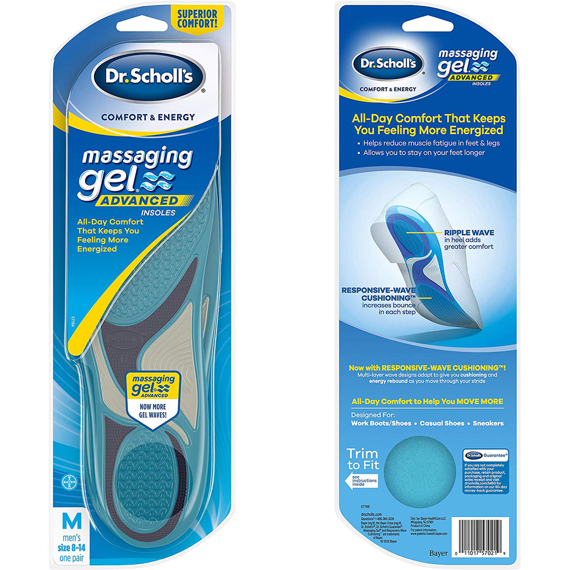 Dr. Scholl's Comfort And Energy Massaging Gel Advanced Insoles For Men ...