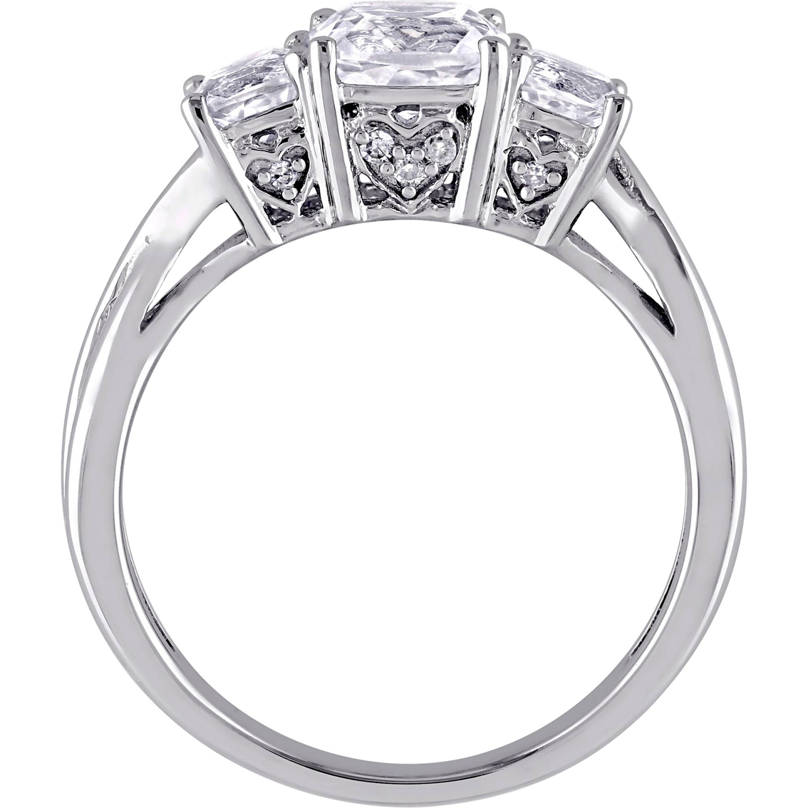 Sofia B. 10K White Gold 2 CTW Created White Sapphire and 3-Stone Engagement Ring - Image 3 of 4